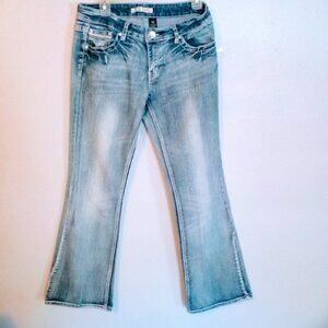 Zoco Faded Blue Denim Jeans Size 13 Junior Crystal Embellished Streetwear